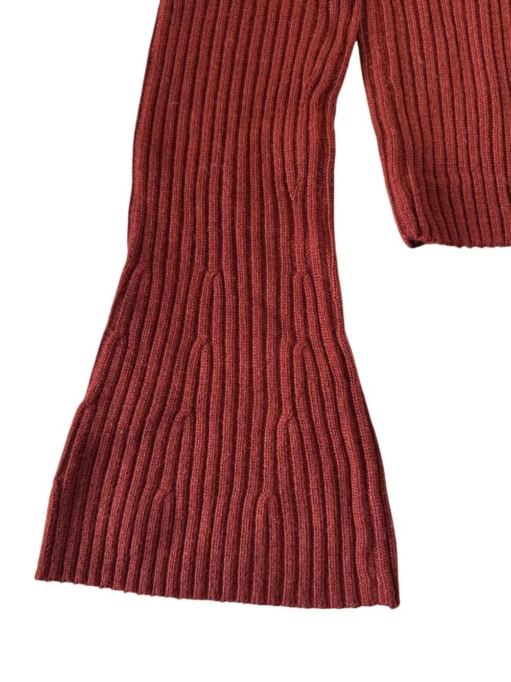 Madewell Ribbed V-Neck Sweater Top in Merino Wool~Size M~Deep Rust Red NWoT L726 - Picture 7 of 9